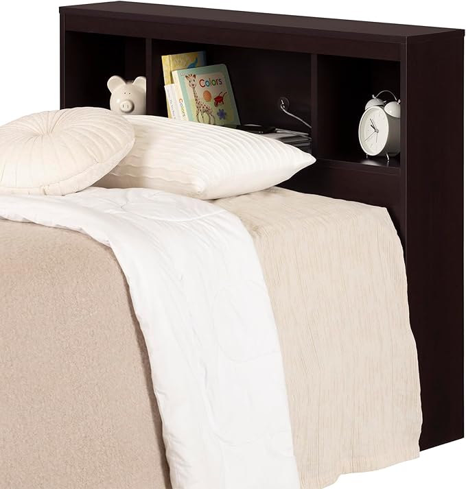 South Shore Spark Bookcase Headboard with Storage, Twin 39-inch, Chocolate