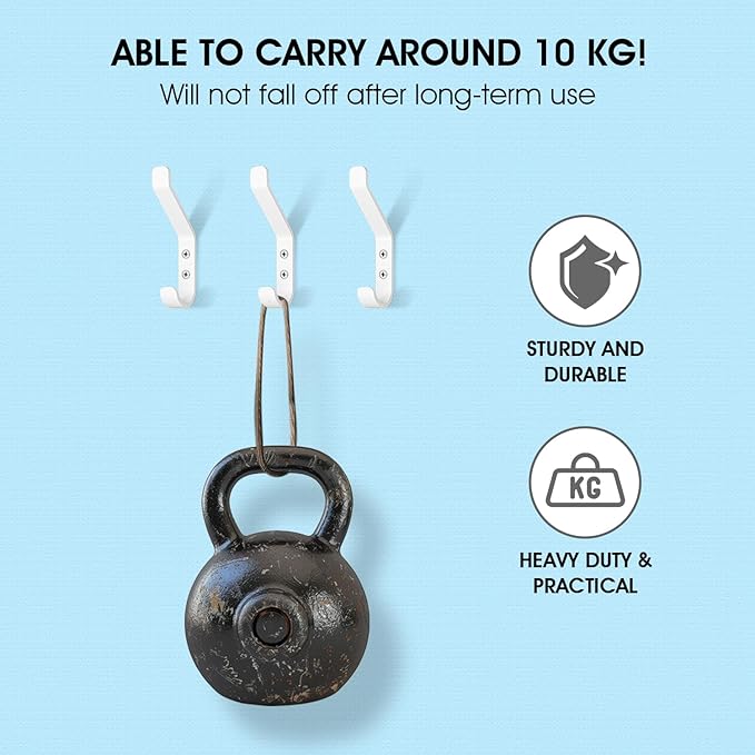 GlazieVault Coat Hooks – Door Hooks (5 Pack) -Heavy Duty Wall Mounted - Premium Design Rust Free Hooks