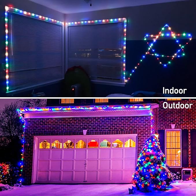 JMEXSUSS 100 LED Christmas Lights Battery Operated Rope Lights Outdoor Waterproof, 33 ft 8 Modes Battery Powered String Lights with Remote for Car Tree Christmas Decor (Multicolor)