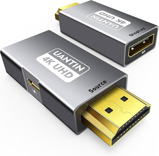 HDMI to DisplayPort Adapter (4K 60Hz,1080p 120Hz) Uni-Directional HDMI Male to DP Female Converter [2 Pack] for Monitor Compatible with GPU,Laptop,AMD,NVIDIA,PS5,Xbox More
