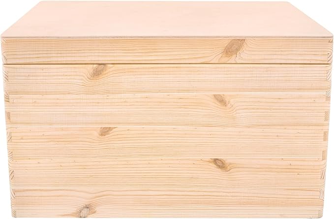 XXL Large Plain Wooden Box Storage with Hinged Lid | 15.8x11.8x9.44 inches (+-0.5) | Handles | Unpainted Gift | Product NOT Intended for 15 Years OR Below