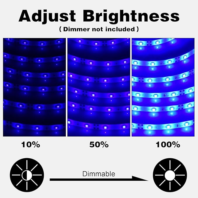 iNextStation 12V LED Light Strip IP65 Waterproof Blue LED Strip Lights 16.4ft/5m Cuttable 300 SMD 2835 LED Tape Flexible Led Lights for Bedroom Outdoor Indoor Decor (Power Adapter not Included)