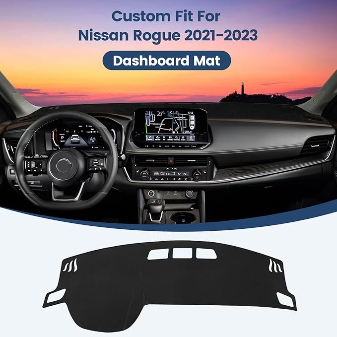 Dashboard Cover Mat Custom Fit for Nissan Rogue 2021 2022 2023 2024 2025 T33 Dash Cover Nonslip Dash Mat Protector Sunshade No Glare Black (Not for Nissan Rogue Sport)
