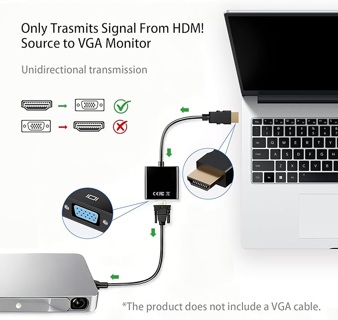 HDMI to VGA Adapter, 2-Pack Gold-Plated Female Converter for Laptop, Desktop, PC, Monitor, Projector, HDTV, Xbox, 1080P HD Resolution