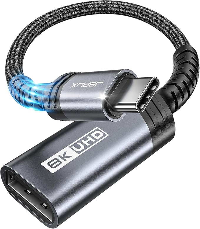 JSAUX USB C to DisplayPort 1.4 Adapter [8K@60Hz, 4K@144Hz 120Hz, 2K@240Hz] Dynamic HDR, 3D Thunderbolt4/3 to Display Port Compatible with Oculus Rift S, MacBook Pro, Reverb G2, Dell XPS, Surface Pro