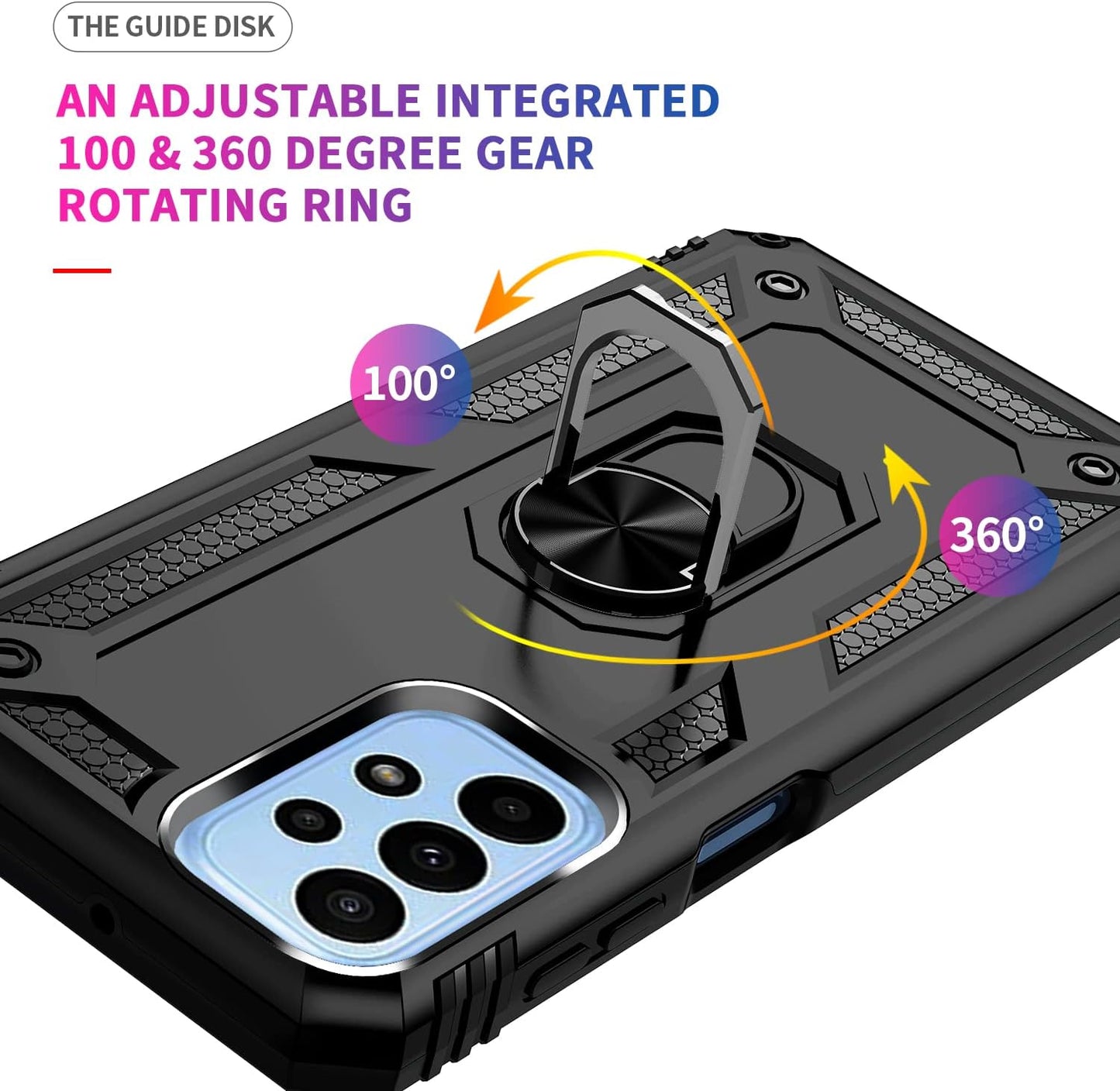Military Grade Drop Impact Samsung Galaxy A23 5G Case (Purple) - 360 Metal Rotating Ring Kickstand Heavy Duty