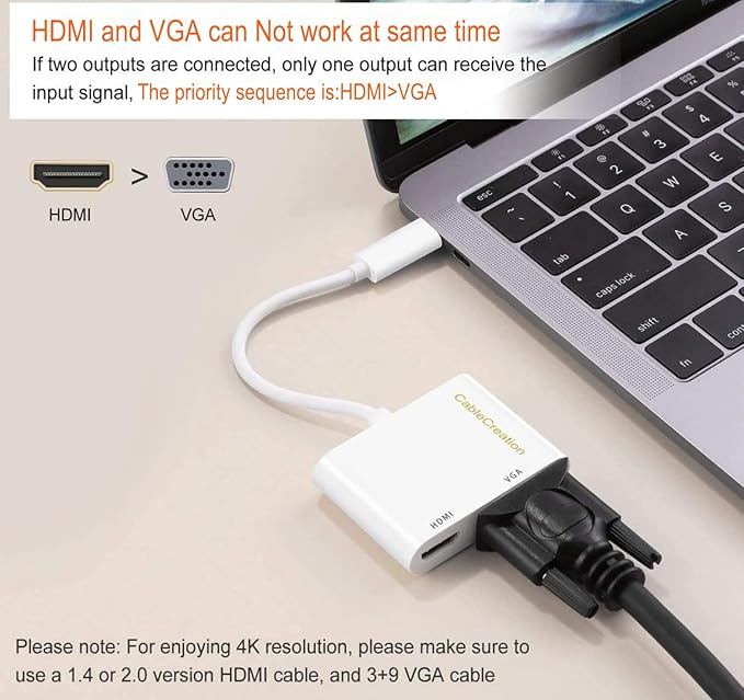 CableCreation [2 Pack USB C to VGA and HDMI Adapter, USB C to VGA Adapter for Monitor Compatible with iPhone 15 Plus/15 Pro Max, MacBook Pro, iPad Pro 2020, Yoga 910, Surface Pro, Pixel