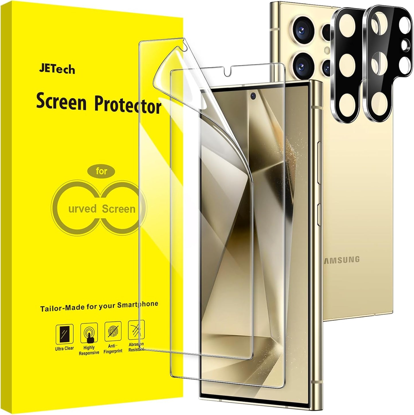JETech Screen Protector for Samsung Galaxy S24 Ultra 5G 6.8-Inch, with Camera Lens Protector, Easy Installation