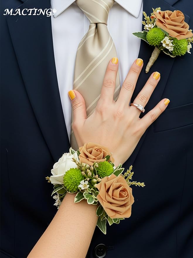 MACTING 60PCS Artificial Flower Roses Real Touch Fake Flowers with Stem Foam Roses for DIY Wedding Bridal Bouquet Table Centerpieces Party Wreath Home Fall Thanksgiving Decorations(Gold Yellow)