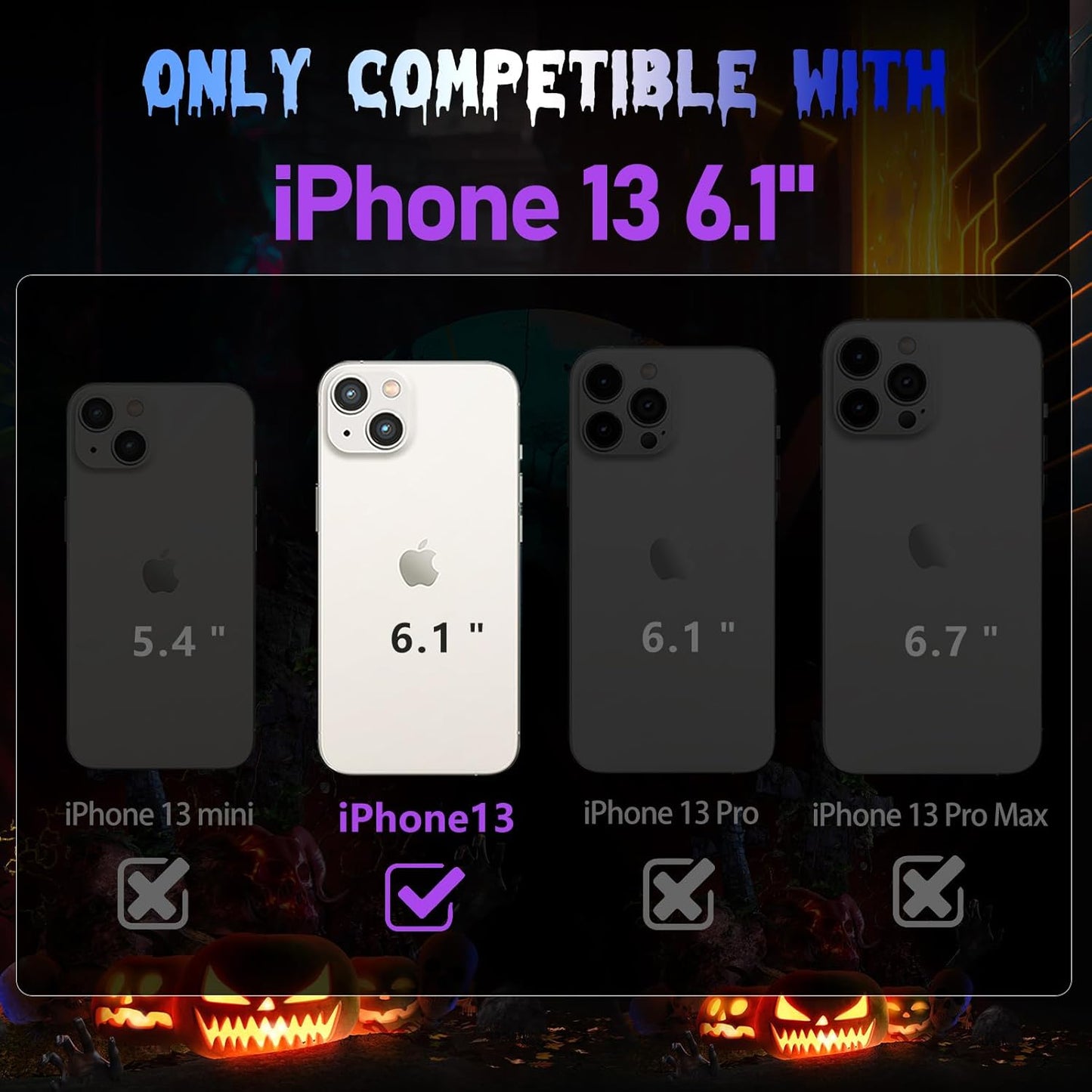 iPhone 13 Phone Case, Sierra Blue Cool Skull Skeleton Gothic Hollow Design for Men & Women