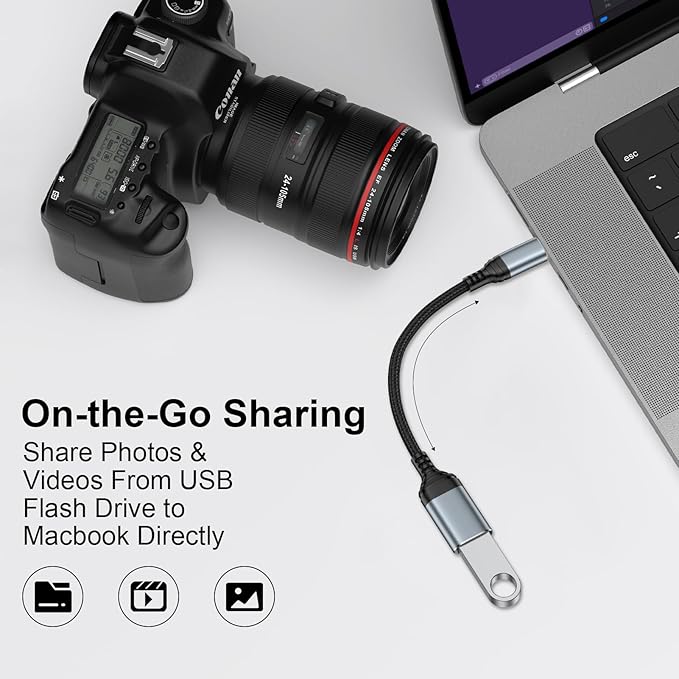 USB-C to USB Camera Adapter for iPhone 17 Pro Max Air 16e 16 15 Pro Max MacBook Pro Air iMac iPad mini Pro,Samsung S25 Android,USB OTG Cable Converter Support Card Reader, Flash Drive, MIDI Keyboard