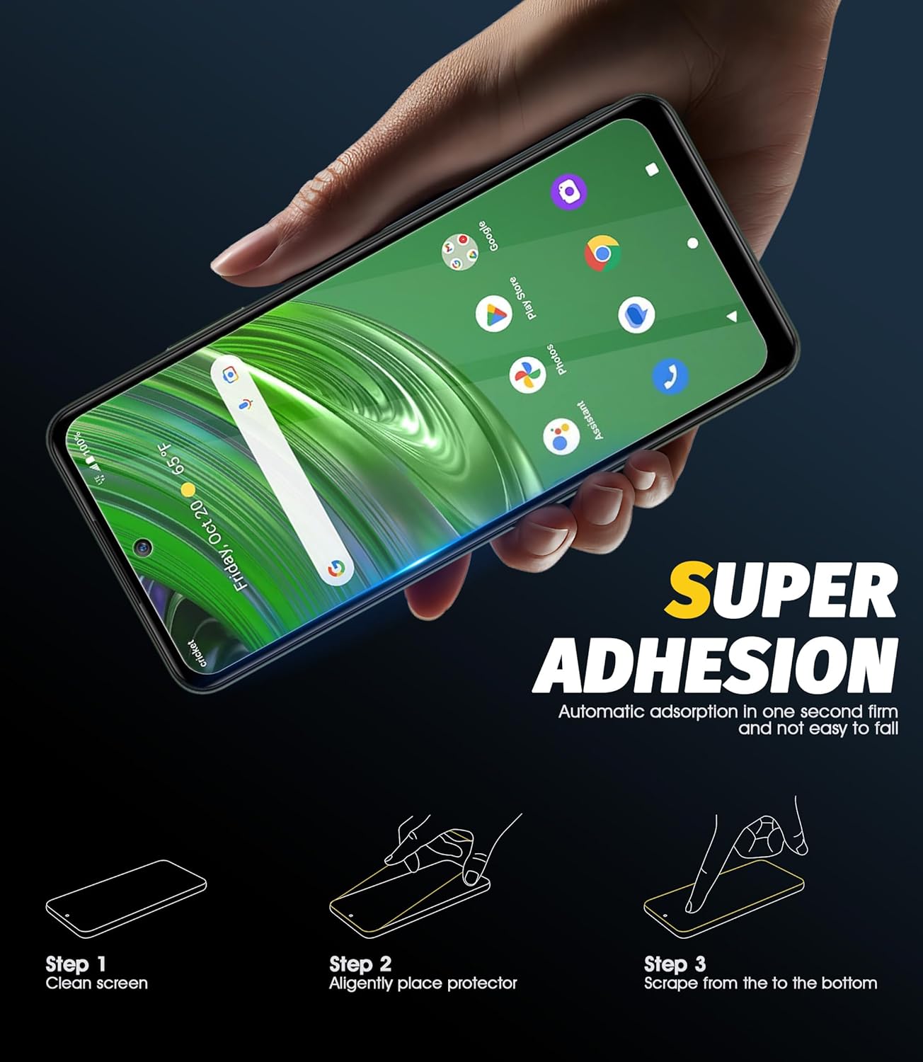 Orzero 3 Pack Tempered Glass Screen Protector for Cricket Outlast/AT&T Jetmore, HD Anti-Scratch, Bubble-Free, Precise
