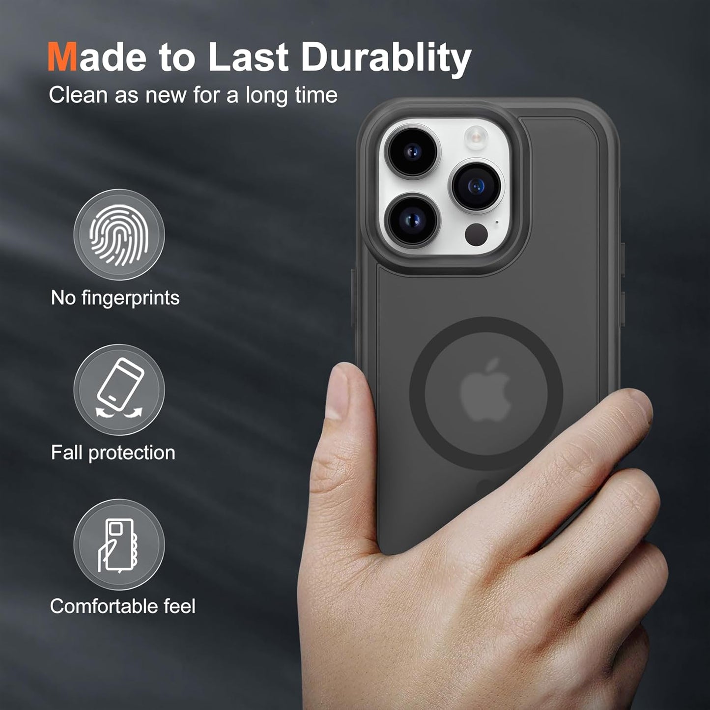 MagSafe Shockproof Anti-Drop Cover Case for iPhone 14 Pro (5 in 1) with Anti-Spy Glass Screen Protector, Camera Lens