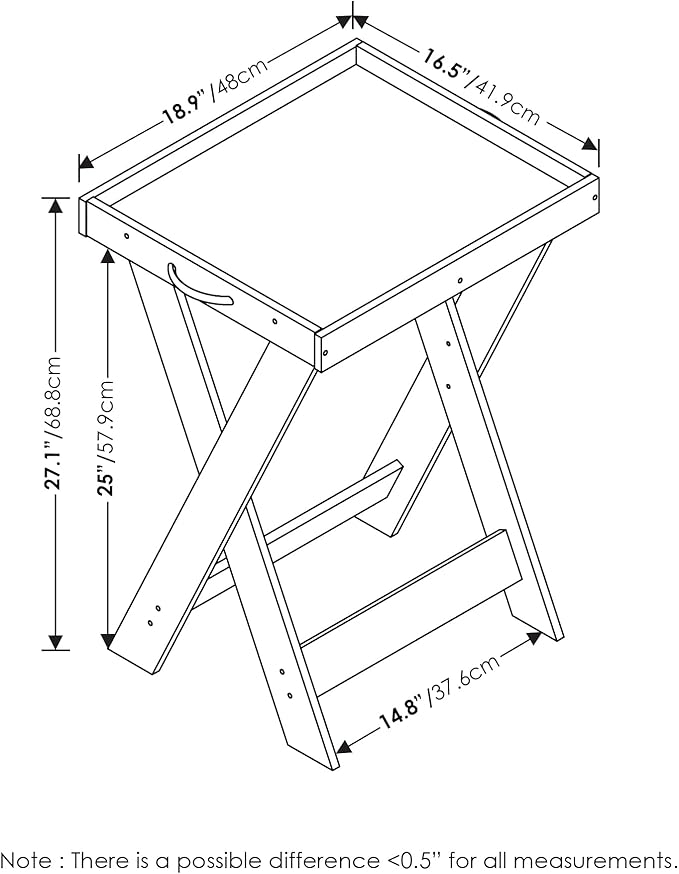 Furinno Classic Tray Table with Removable Tray, Espresso