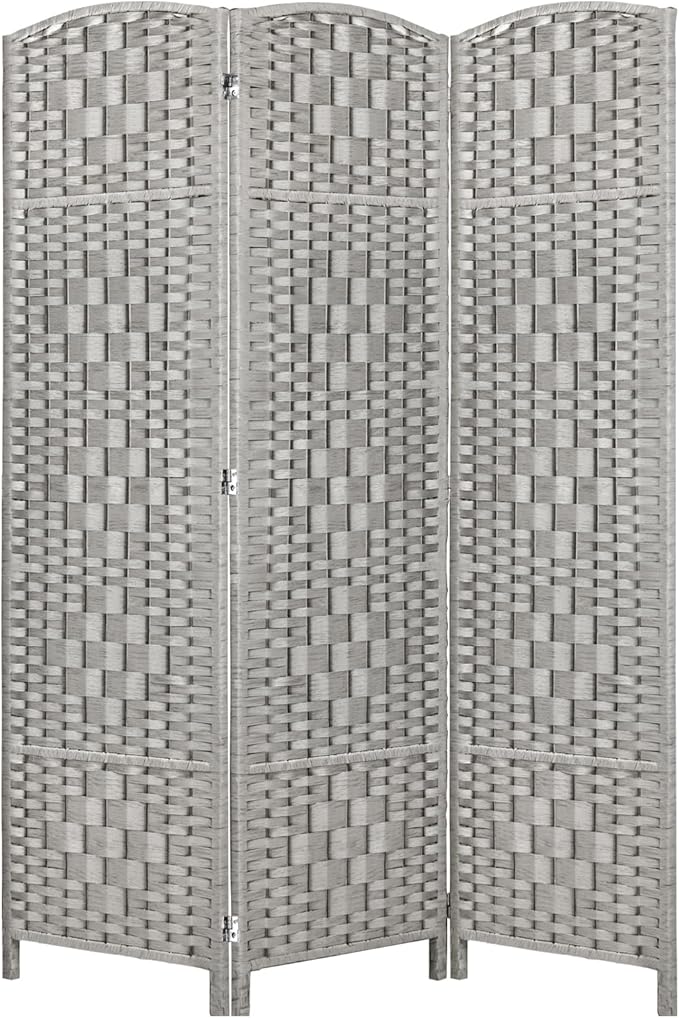 Rose Home Fashion 6 ft Tall Room Divider, Room Dividers and Folding Privacy Screens, 15.7in Privacy Screen 3 Panel Partition Temporary Wall Separation for Private, Stone Grey