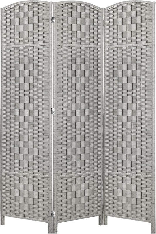 Rose Home Fashion 6 ft Tall Room Divider, Room Dividers and Folding Privacy Screens, 15.7in Privacy Screen 3 Panel Partition Temporary Wall Separation for Private, Stone Grey