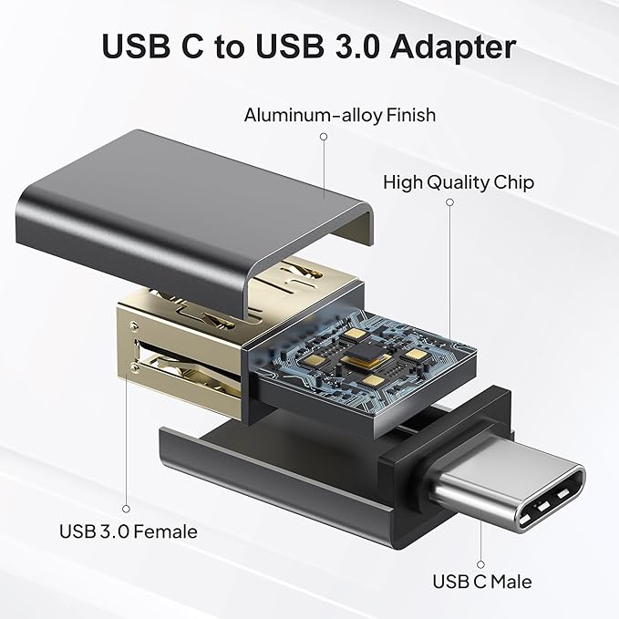 Elebase USB C to USB Adapter 4Pack,USBC Male to USB 3.0 Female MacBook Pro Air Adaptor,Type C Thunderbolt 3 OTG Converter for Flash Thumb Drive,Apple iPhone 17 17e 16,iPad mini,Mac,Samsung S26 S25 S24