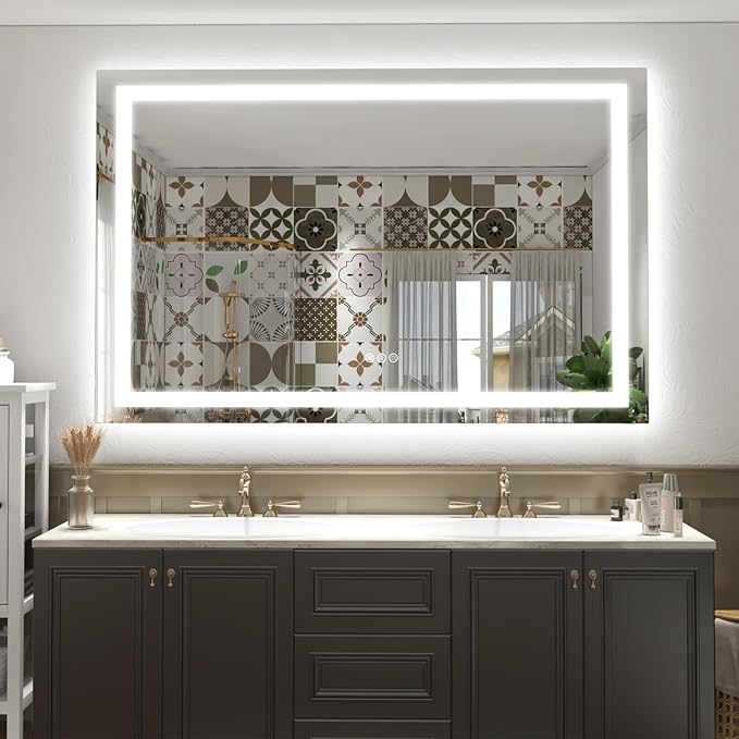 LED Bathroom Mirror for Wall 84x 40, Extra Large Lighted Vanity Mirror with Lights, Dimmable, Anti-Fog, Shatter-Proof, ETL Listed (Front + Backlit)