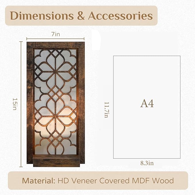 Wall Candle Holder for Farmhuose Decor: Decorative Rustic Folating Shelves Candle Sconces for Pillar Candles - Brown Wood Wall-Mounted Candle Shelf for Bathroom Fireplace