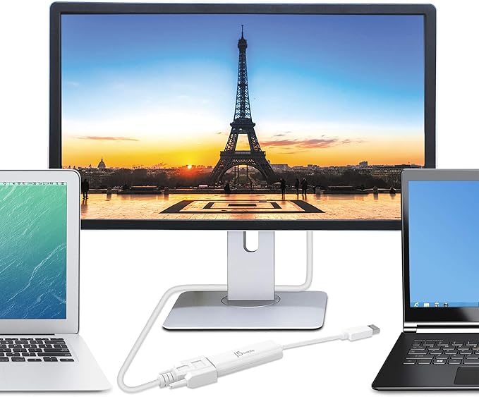 j5create USB to VGA Adapter Cable- Multi-Monitor Desktop Display USB Video Card Converter | 1080p HD Playback | Compatible with Windows and Mac - White (JUA214)