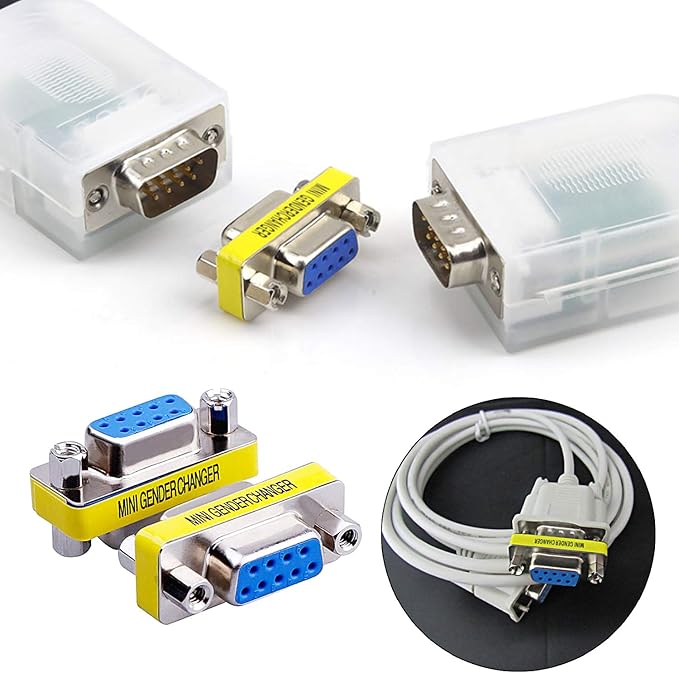 abcGoodefg 9 Pin DB9 Cable Gender Changer Female to Female VGA Gender Changers Coupler Adapter 10 Pack