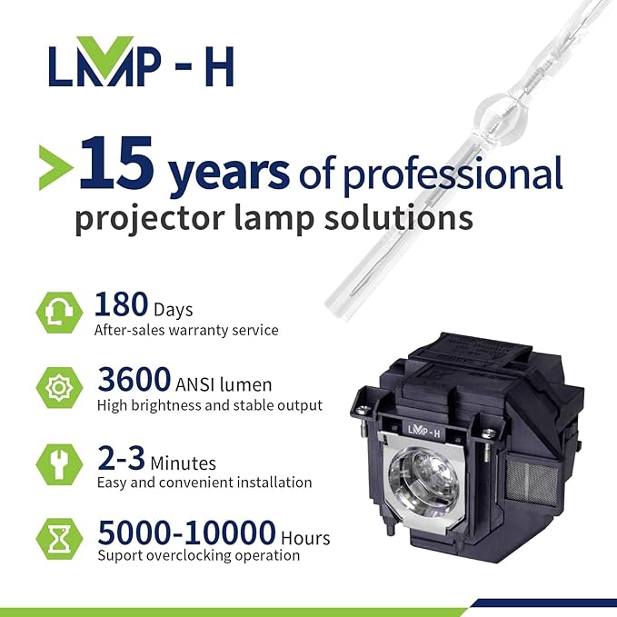 Replacement Projector Lamp for ELP96 Powerlite Home Cinema for Epson EB-X05 X39 S140 S400 W05 W140 U140 107 108 109W ProEX9210 EH-TW650/S VS250 Home Cinema 660 760 1060 Powerlite X39 S39 W39