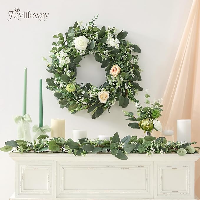 240 Pcs 4 Kinds Mixed Faux Eucalyptus Stems, Baby Breath Flowers Artificial Bulk with Greenery Stems for DIY Bouquets Wedding Home Floral Greenery Decor