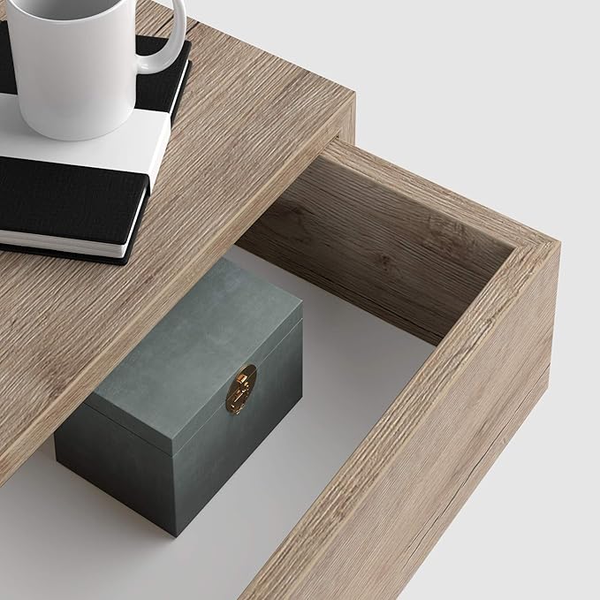 Mobili Fiver, Riccardo Floating nightstand, Oak, Made in Italy