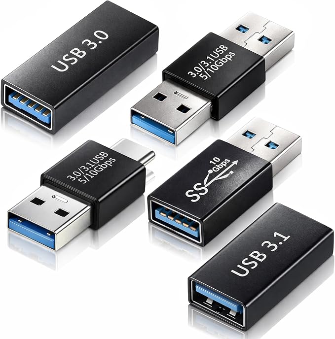 USB-3.0-Type C Converter 4 Kinds of USB 3.0 apters kit USB 3.0 Female to Male and Male to Males and Female-Female Connector Extension Coupler Connector converts High Speed Convert (5 Pack)