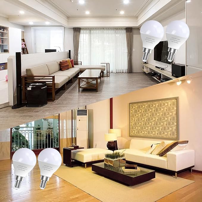 E12 LED Candelabra Light Bulbs, 60 Watt Equivalent, 120V Chandelier Llight Bulb, A15 / G45 Shape Ceiling Fan Light Bulbs, Bright Small Bulb Non-Dimmable, Warm White 2700K, 12 Pcs