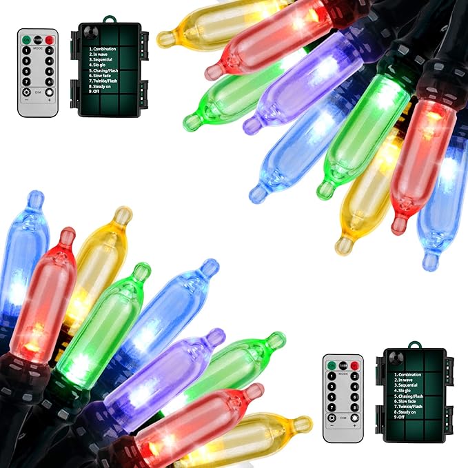 18ft Battery Operated String Lights,Outdoor String Lights Christmas Lights 50 Led String Lights with Remote Timer Waterproof for Indoor Outdoor Garden Party Christmas Decoration, Multicolor