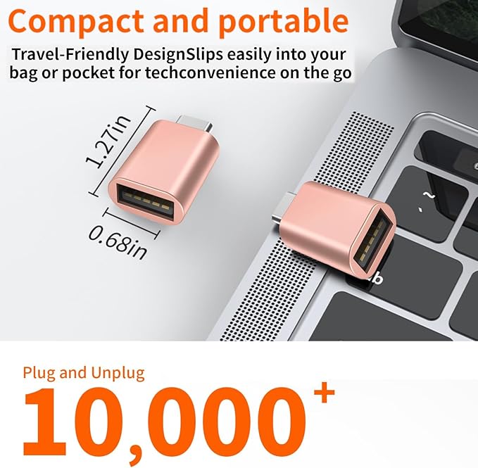 [Apple MFi Certified] USB C to USB Adapter, USB C Male to USB 3.0 Female OTG Cable Converter Compatible with MacBook Pro Air, Tablets, iPhone 17 Pro Max/17 Plus/16/15 Series (Pink-2Pack)