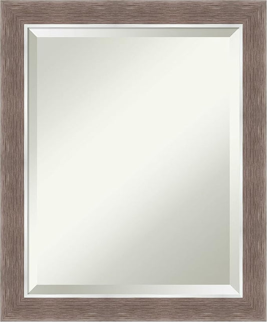 Amanti Art Brown Bathroom Mirror for Over Sink, 23x19 Noble Mocha Rectangle Vanity Mirror, Small Casual Frame, Hangs Horizonally and Vertically, Bathroom Wall Decor, Beveled Edge