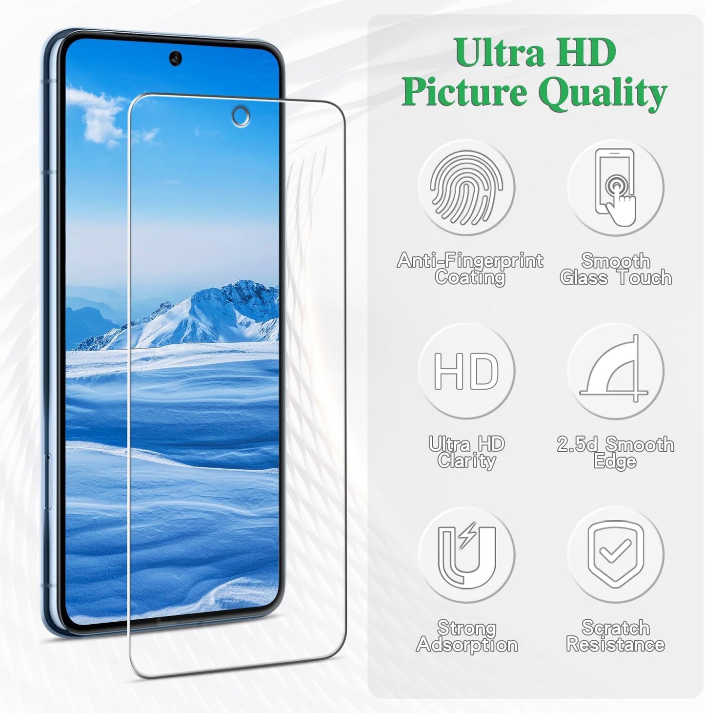 Pokolan Screen Protector for Google Pixel 8 Pro - 3-Pack, Tempered Glass Film, 9H Hardness, Bubble Free