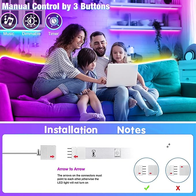 130ft Led Lights for Bedroom, APP Control Music Sync Color Changing Led Lights, Led Strip Lights with Remote for Room, Kitchen Party,Home Decoration