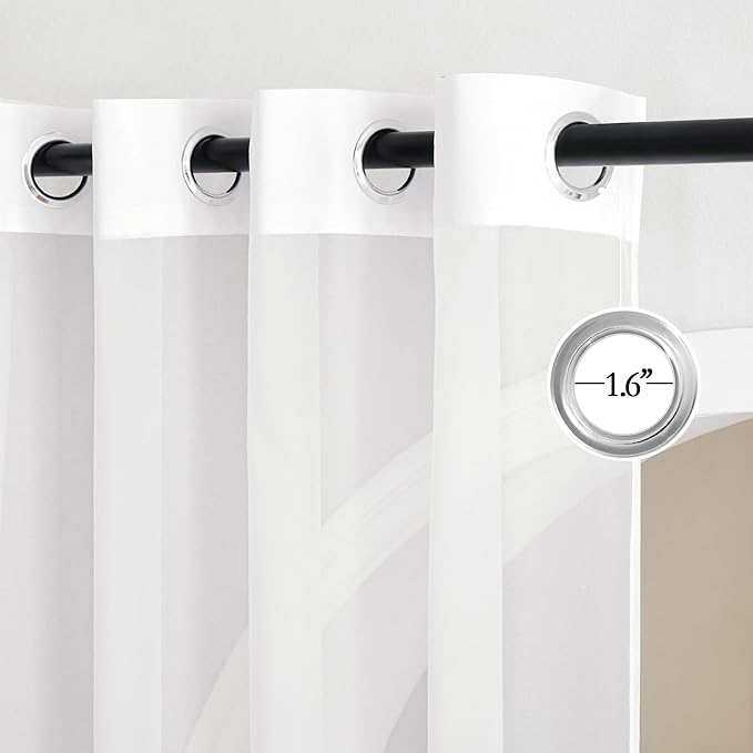 NICETOWN Sheer Curtains 90 inch Long for Living Room, Grommet Voile Sheer Lightweight Airy & Light Filtering Window Drapes for Bedroom/Nursery, Ivory, 2 Pieces, W54 x L90