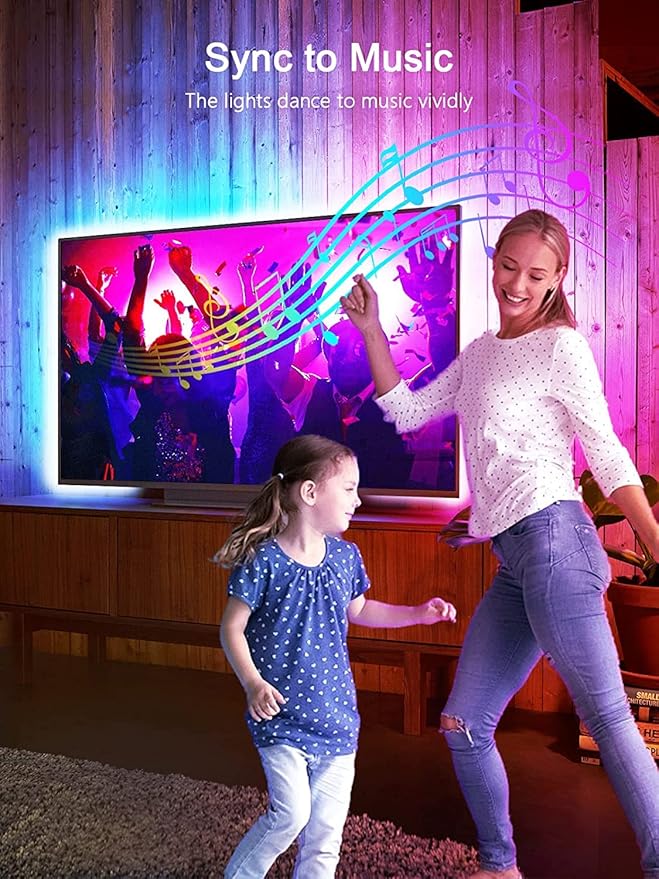 GIPOYENT TV LED Backlights, Music Sync LED TV Backlight, for 60-85 Inch TV, LED TV Light with Bluetooth Function - RGB Color Changing Light Strip for Home Theater (23ft)