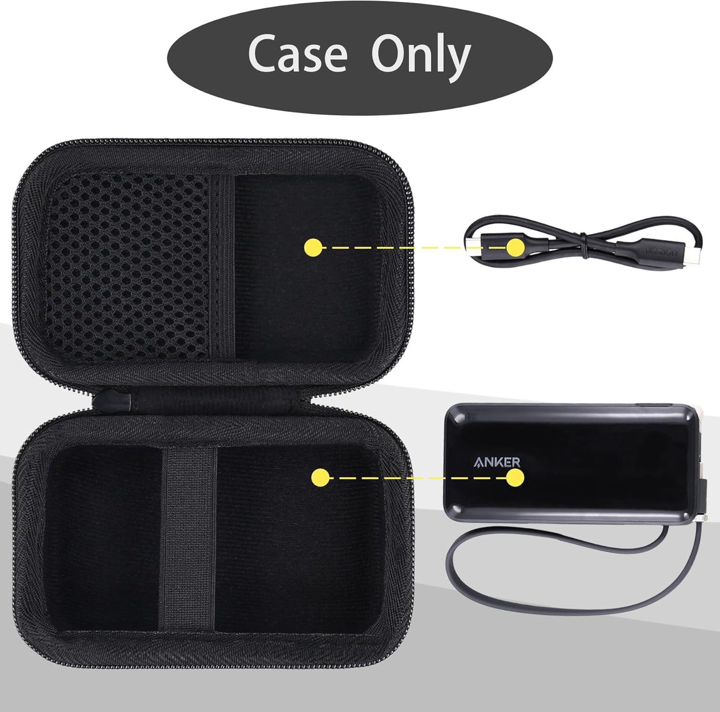 khanka Hard Case Replacement for Anker 3-in-1 Power Bank - 10,000mAh Portable Charger, Case Only (Black)