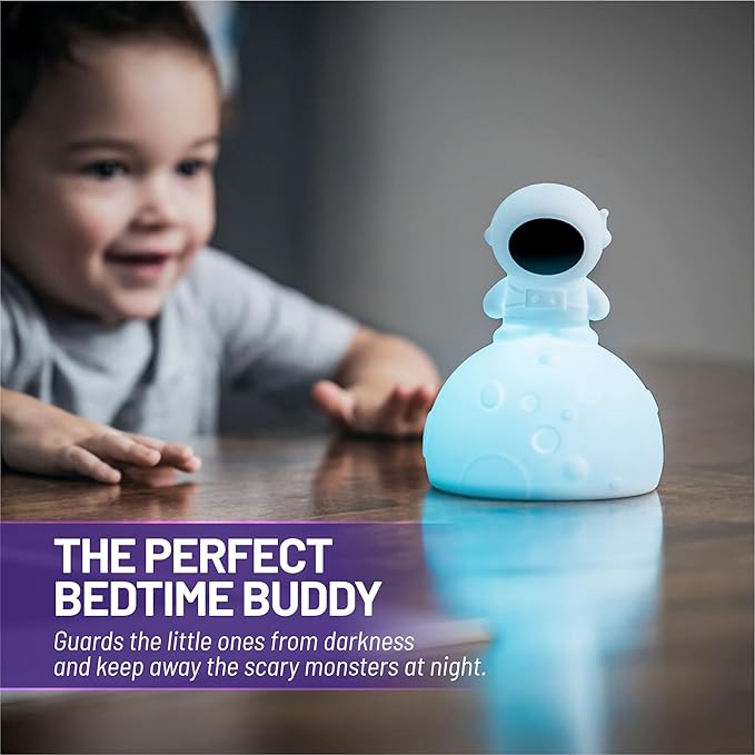 Lumipets Junior Astronaut Night Light, Soft Silicone Material, 8 Soothing Colors, Cordless, Easy Control, Portable