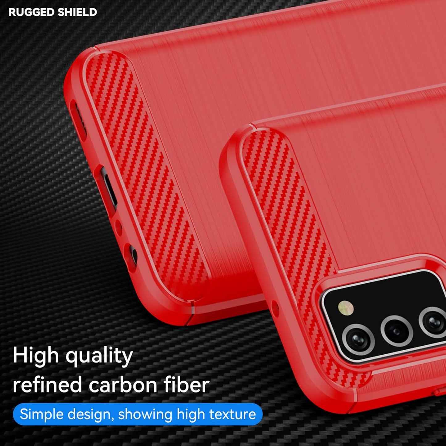 Samsung A03S Case with HD Screen Protector, Fashion Shock-Absorption Flexible TPU Bumper Soft Rubber Case, Red
