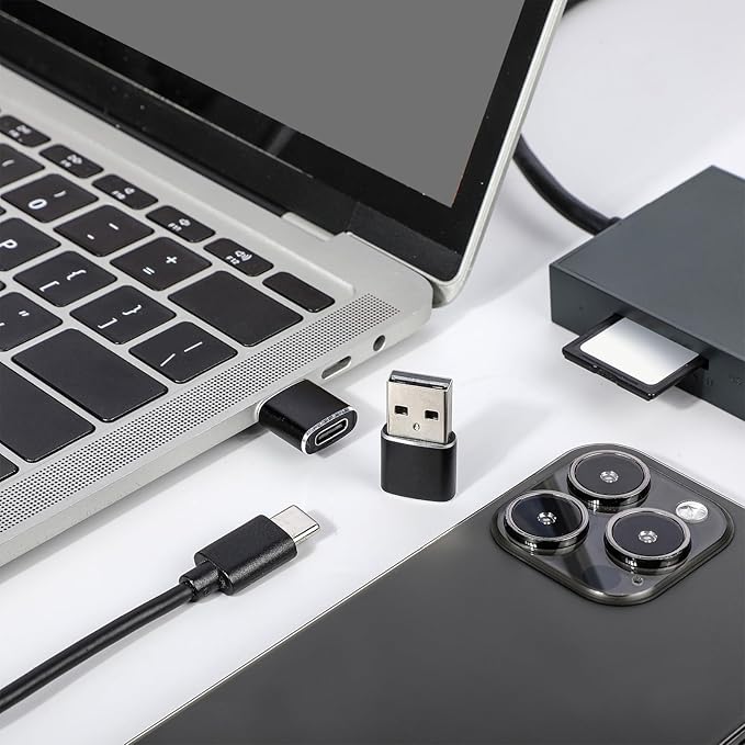 Handepo 30 Pieces USB to USB C Adapter Type C Female to A Male Charger Converter Adapter Female Type C Converter for Phone Laptop Earphone Watch Power Bank Car Charger, Black