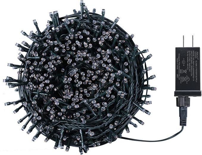 Quntis 82ft 1000 LED Cluster Christmas String Lights - Dark Green Wire Tree Lights - 8 Modes Outdoor Waterproof Plug-in for Holiday, Wedding, Party, Home Decor, Warm White