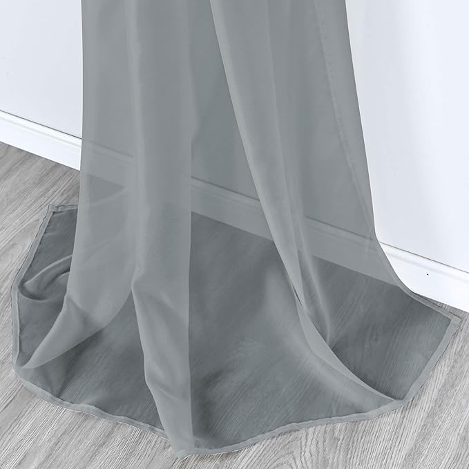 KEQIAOSUOCAI Grey Sheer Window Scarf Valance Sheer Fabric for Draping Curtain Toppers for Wedding Party Girls Room Bed Canopy Scarves 52 Inches Wide by 216 Inches Long Grey