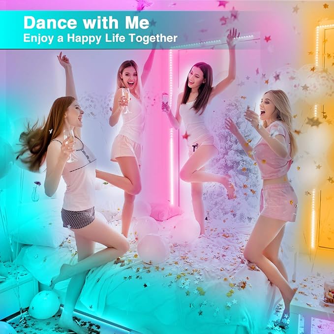 hyrion 100ft LED Strip Lights, Ultra Long SMD 2835 Led Lights Strip with 44 Key Remote,24 Volt Dimmable RGB Color Changing Tape Lighting for Bedroom,Living Room,Home Decor(44 Key Remote+50ft*2)
