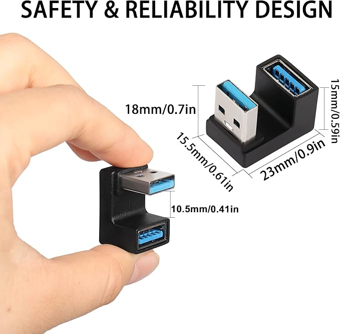 QIANRENON U-Shape USB 3.1 Adapter 180 Degree USB A Male to Female Coupler Connector 10Gbps USB Type A Support Data Transfer Connector Converter OTG for PC Laptop Power Bank 2Pcs