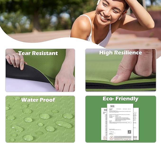 UMINEUX Yoga Mat Extra Thick 1/3'' & 2/5" Non Slip Yoga Mats for Women Eco Friendly TPE Fitness Exercise Mat with Carrying Sling & Storage Bag