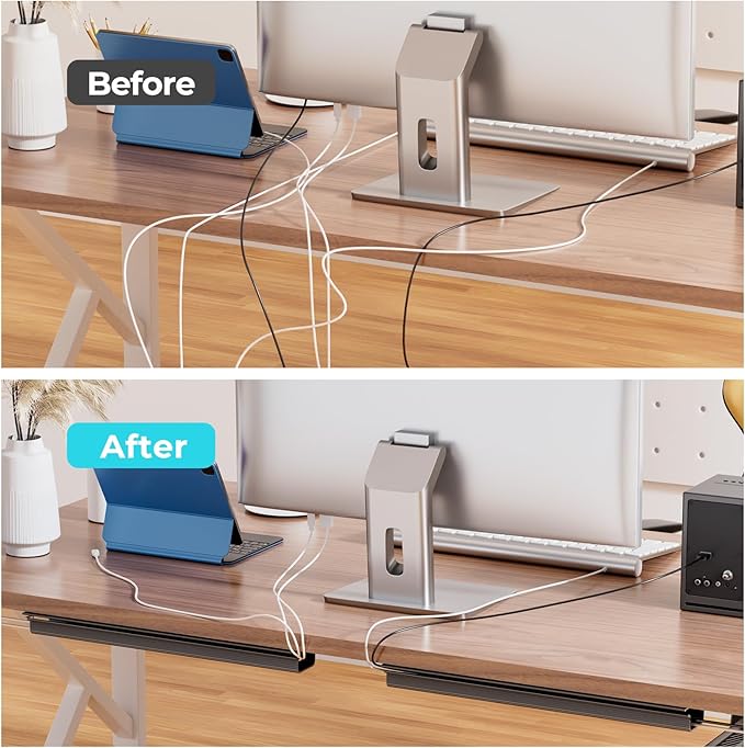 Delamu 2 Pack Safe & Tidy Cable Management Solution - Protect Kids & Pets with Home & Office Cable Management Under Desk, Cable Organizer, Cable Management Kit, Cord Organizer for Desk, 15.7in x 2