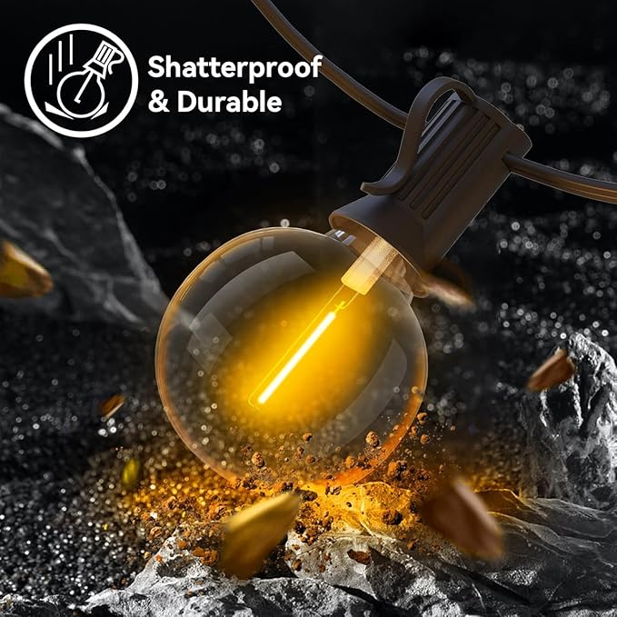 150ft Outdoor String Lights Waterproof/Connectable/Dimmable LED Shatterproof Bulbs,UL Listed Globe G40 String Lights Outside Lighting for Patio Backyard Cafe Party Wedding Garden