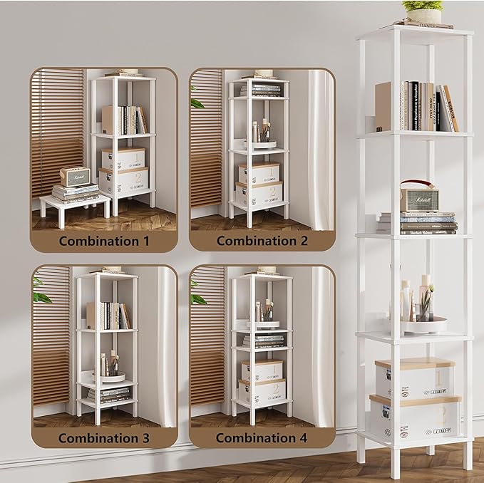 End Table, Side Table, Set of 2, Nightstands with 2-Tier Storage Shelves, Sofa Tables for Small Space, Coach Table for Living Room Bedroom, White UTBT101W2