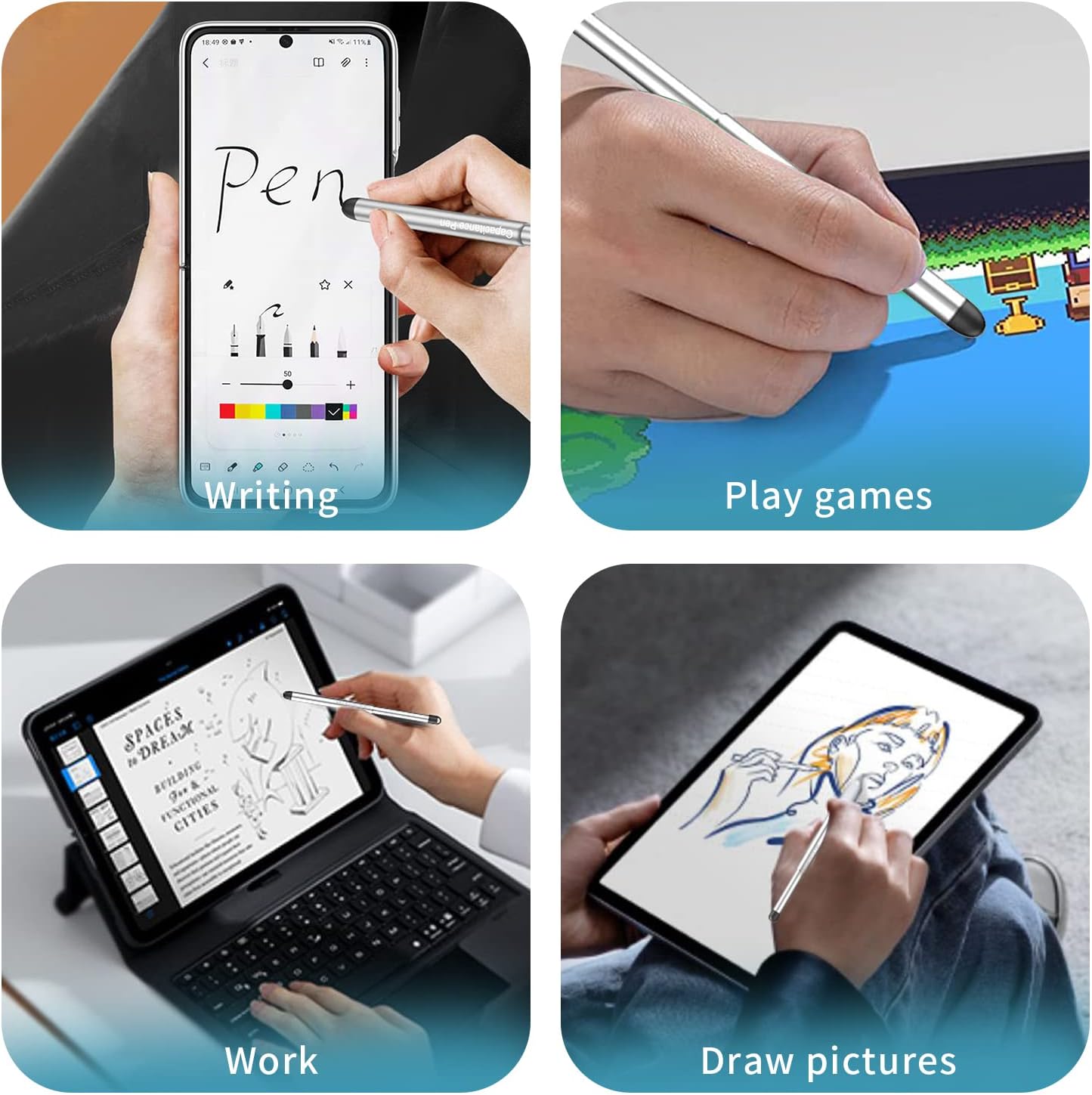 High Precision Stylus Pens with Pen Slot for Touch Screens, Universal Capacitive Stylus for iPad, iPhone, Tablets,